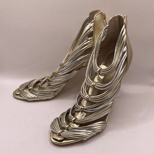 Gold and Silver Badgley Mischka Women's Heels Size 7 4 In Heel Party Prom Formal